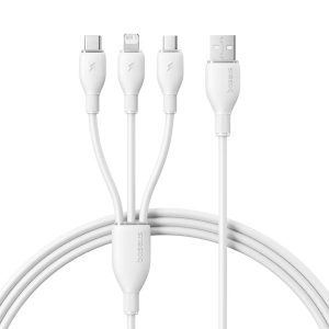 Cáp sạc 3 đầu đa năng Baseus màu trắng, dài 1.3m