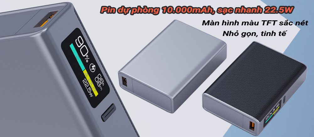 DIY Pin sạc dự phòng 10000mAh màn hình màu TFT sạc nhanh 22.5w